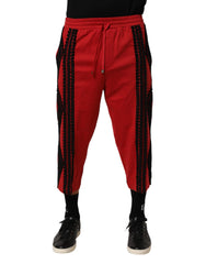 Dolce & Gabbana Red Embroidered Casual Cropped Trouser Pants - Trousers