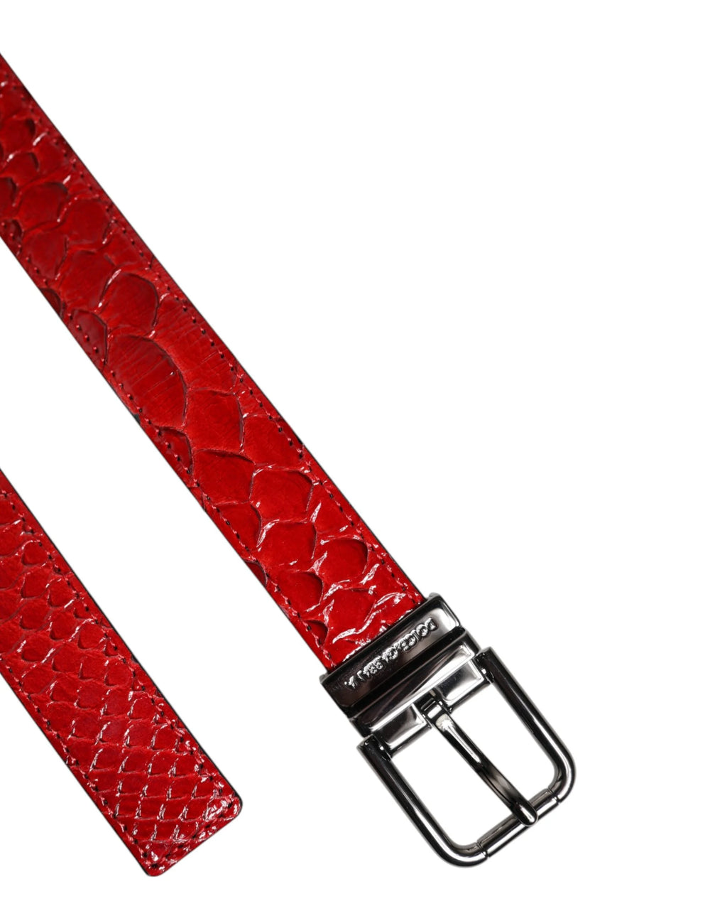 Dolce & Gabbana Red Exotic Leather Brass Metal Buckle Belt - 80 cm / 32 Inches - Belts