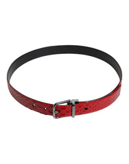 Dolce & Gabbana Red Exotic Leather Brass Metal Buckle Belt - 80 cm / 32 Inches - Belts