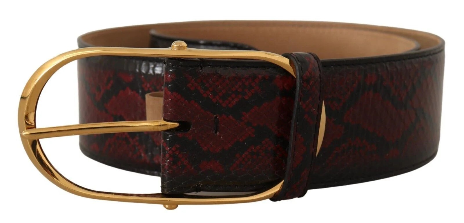 Dolce & Gabbana Red Exotic Leather Gold Oval Buckle Belt - 75 cm / 29,5 Inches - Belts