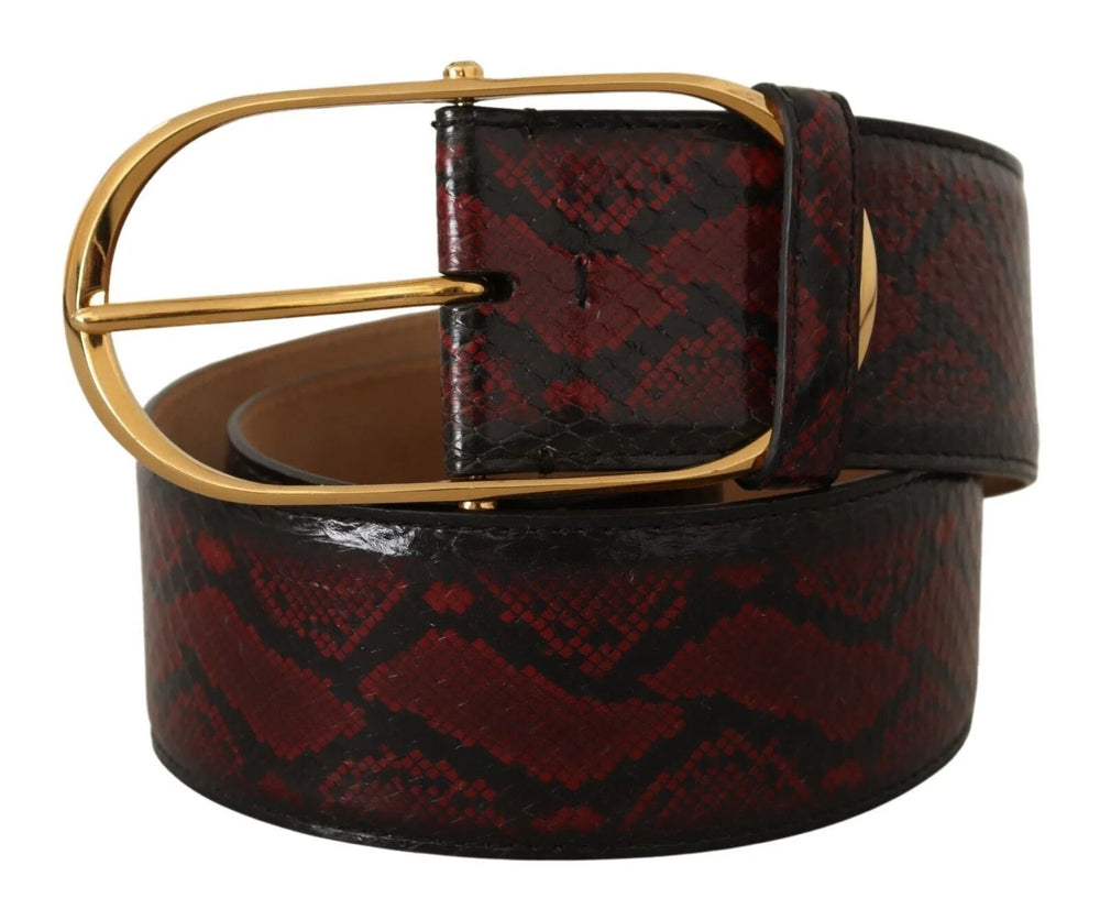 Dolce & Gabbana Red Exotic Leather Gold Oval Buckle Belt - 75 cm / 29,5 Inches - Belts