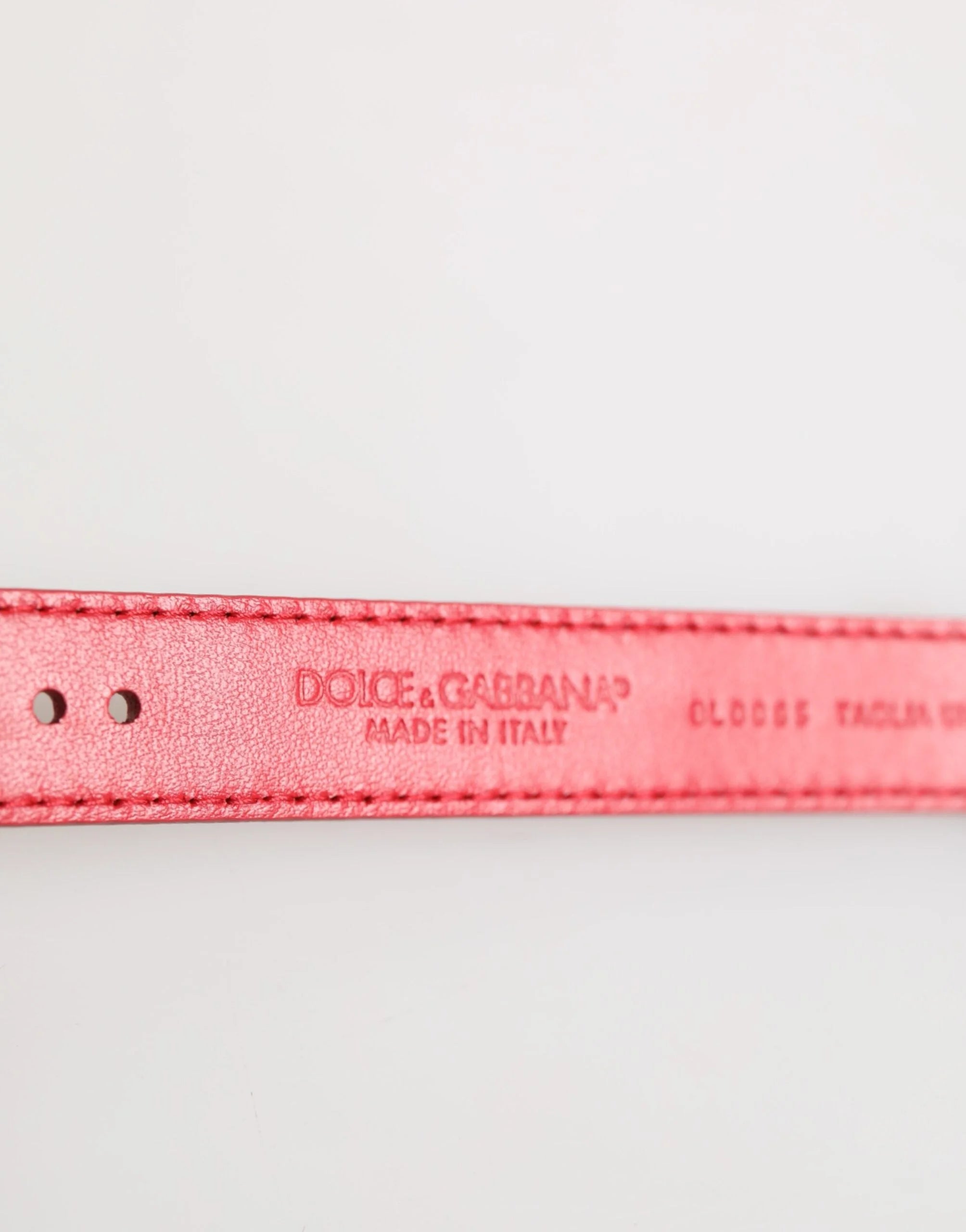 Dolce & Gabbana Red Exotic Leather Gold Tone Metal Buckle Women Armband - Bracelets