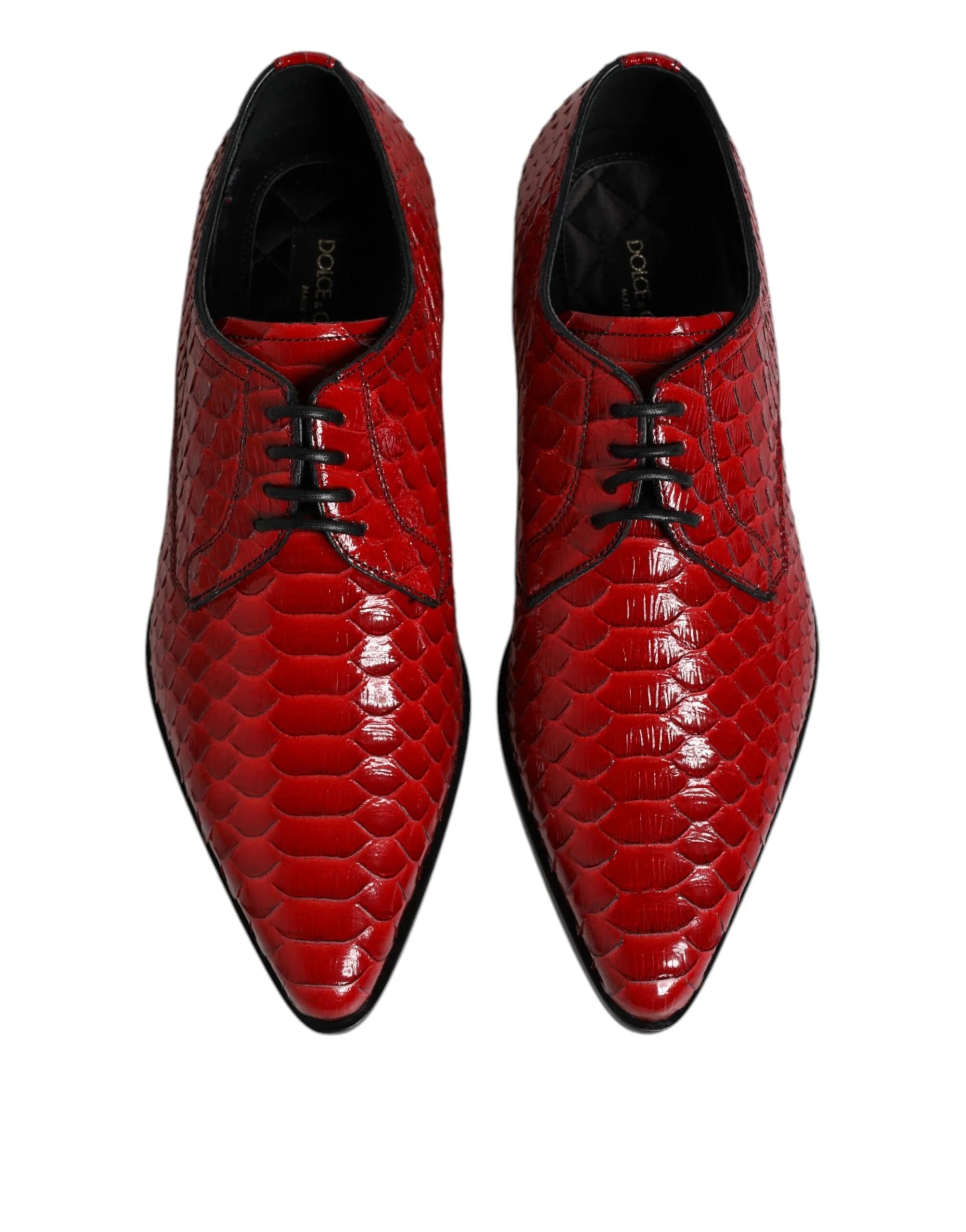 Dolce & Gabbana Red Exotic Leather Lace Up Dress Derby Shoes - Shoes