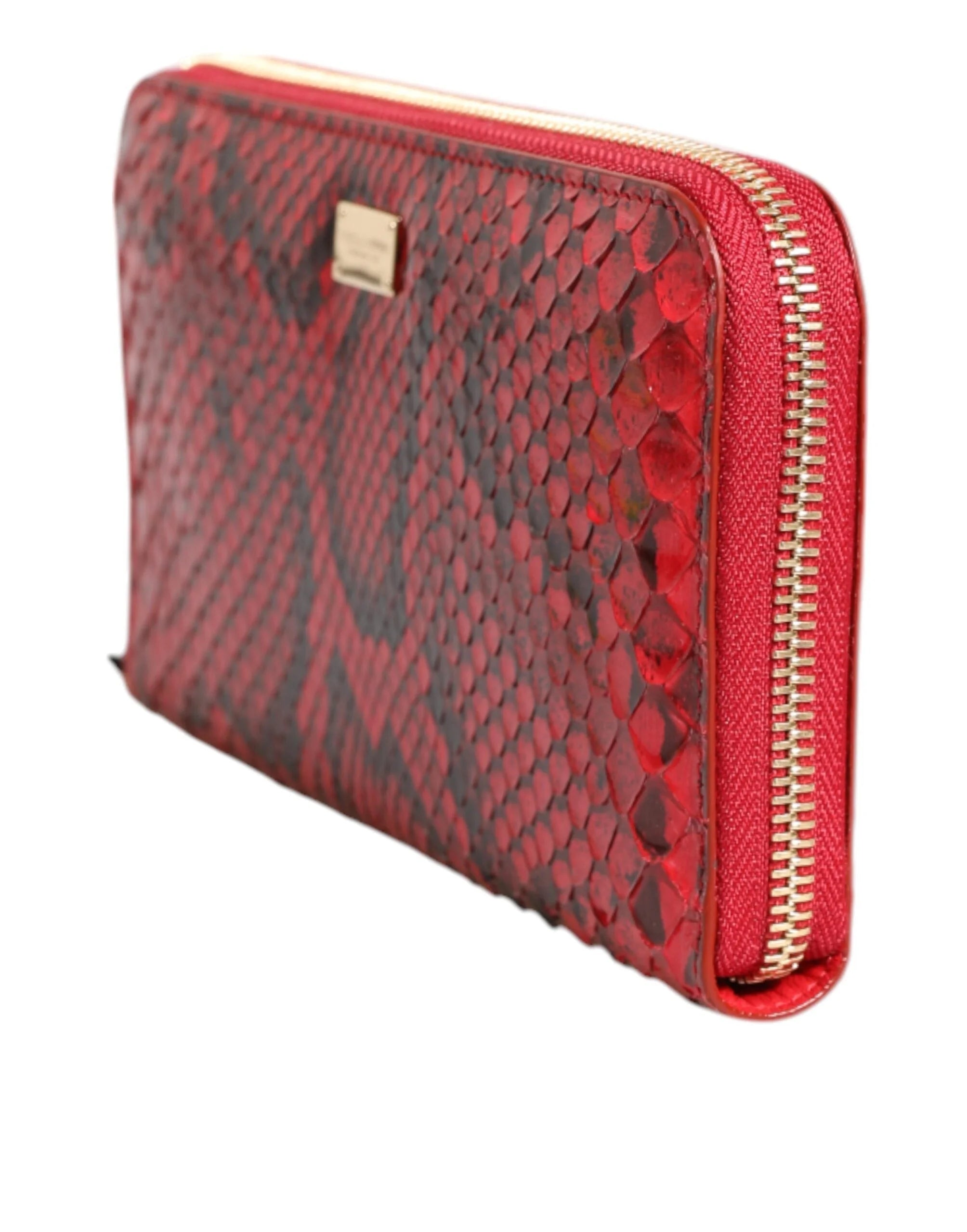 Dolce & Gabbana Red Exotic Leather Zip Around Continental Clutch Wallet - Wallets