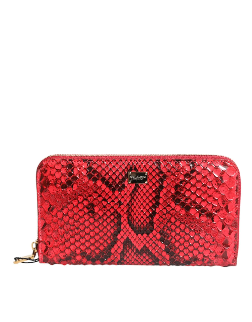 Dolce & Gabbana Red Exotic Leather Zip Around Continental Clutch Wallet - Wallets