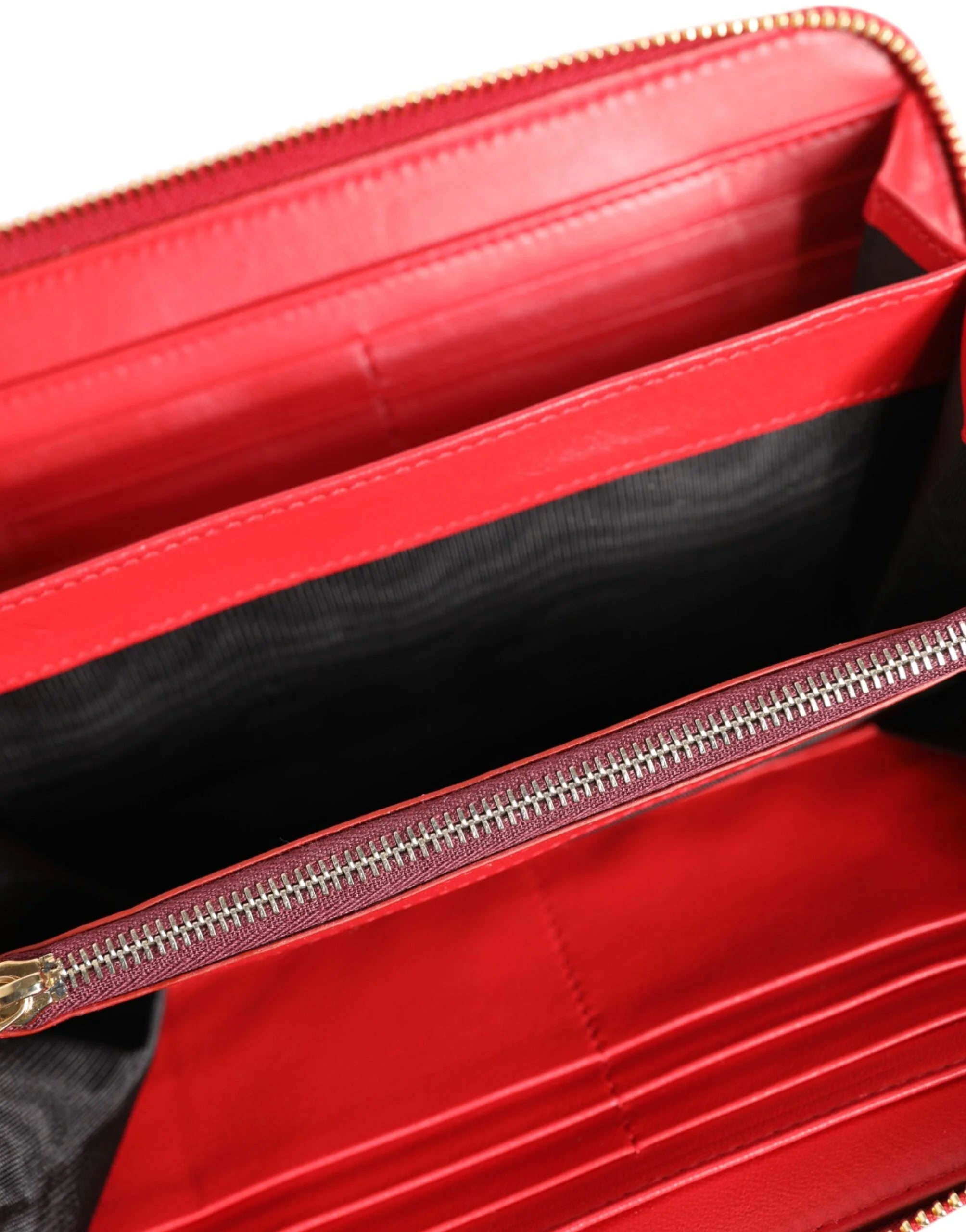 Dolce & Gabbana Red Exotic Leather Zip Around Continental Clutch Wallet - Wallets
