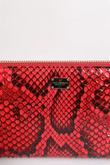 Dolce & Gabbana Red Exotic Leather Zip Around Continental Clutch Wallet - Wallets