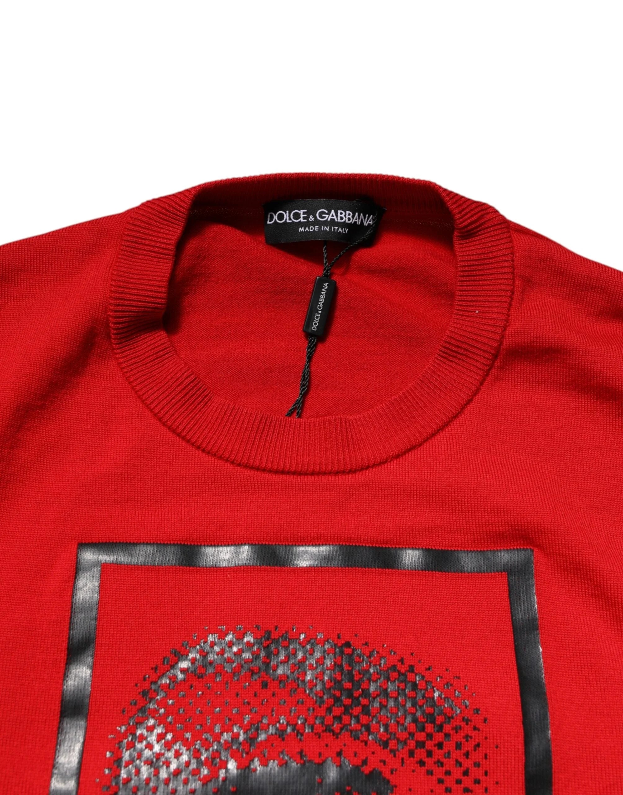 Dolce & Gabbana Red Eye Print Crew Neck Men Pullover Sweater - IT50 | L - Sweaters