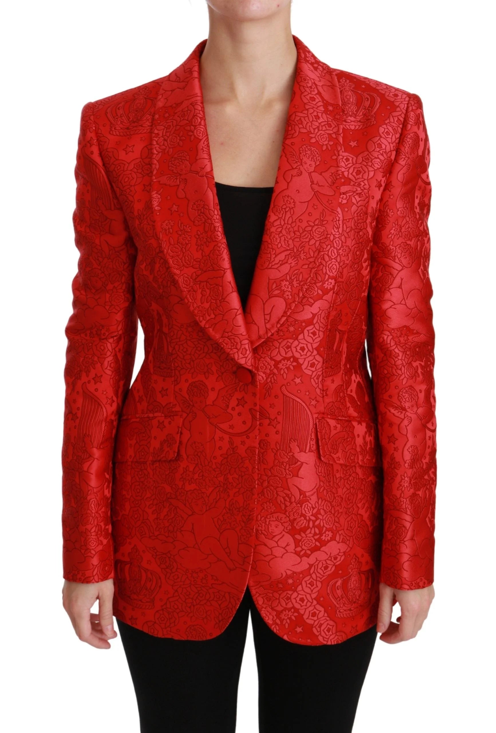 Dolce & Gabbana Red Floral Angel Blazer Coat Jacket - IT46 | L - Sport Jackets