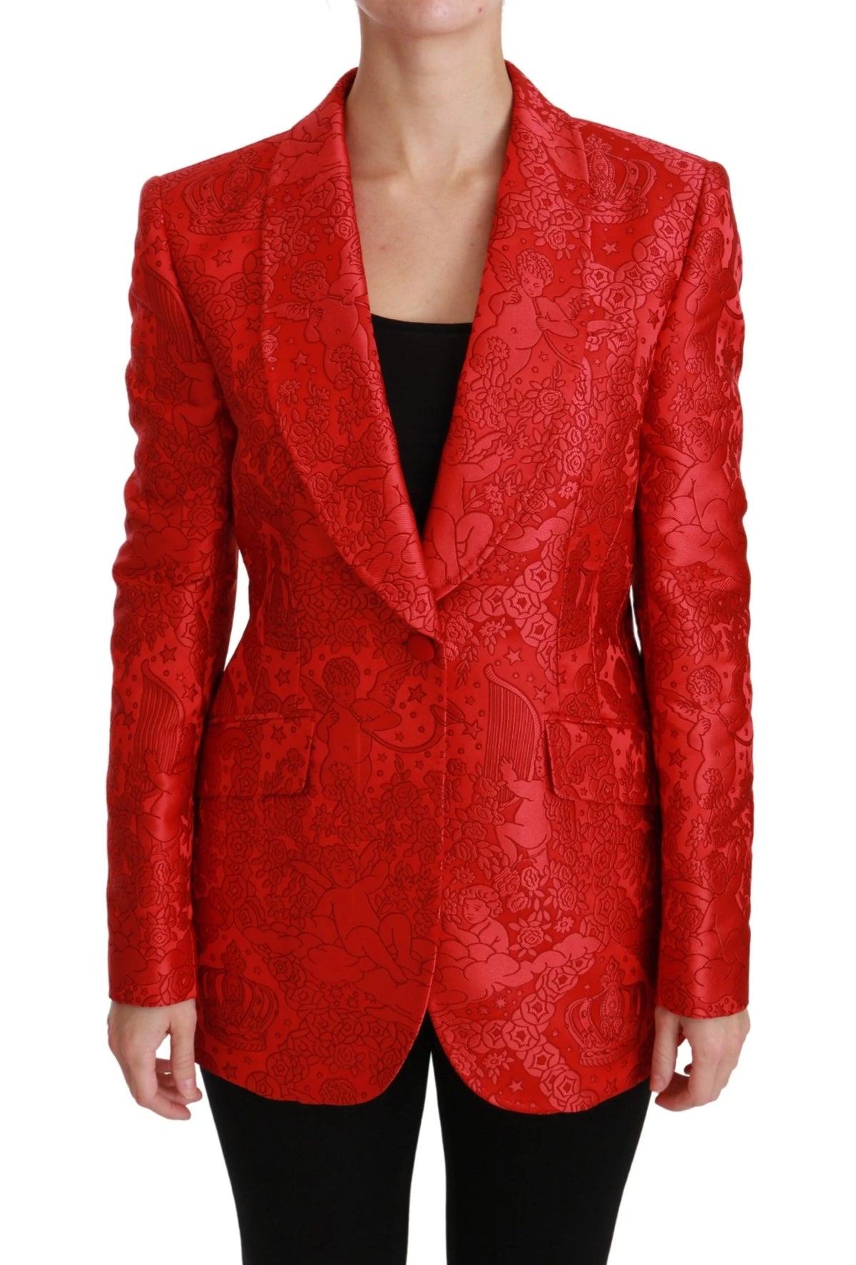 Dolce & Gabbana Red Floral Angel Blazer Coat Jacket - IT46 | L - Sport Jackets
