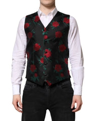 Dolce & Gabbana Red Floral Brocade Formal Men Waistcoat Vest - IT48 | M - Vests