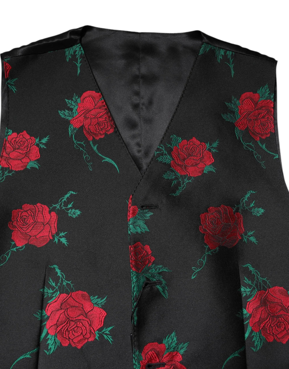 Dolce & Gabbana Red Floral Brocade Formal Men Waistcoat Vest - IT48 | M - Vests