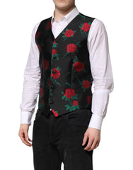 Dolce & Gabbana Red Floral Brocade Formal Men Waistcoat Vest - IT48 | M - Vests