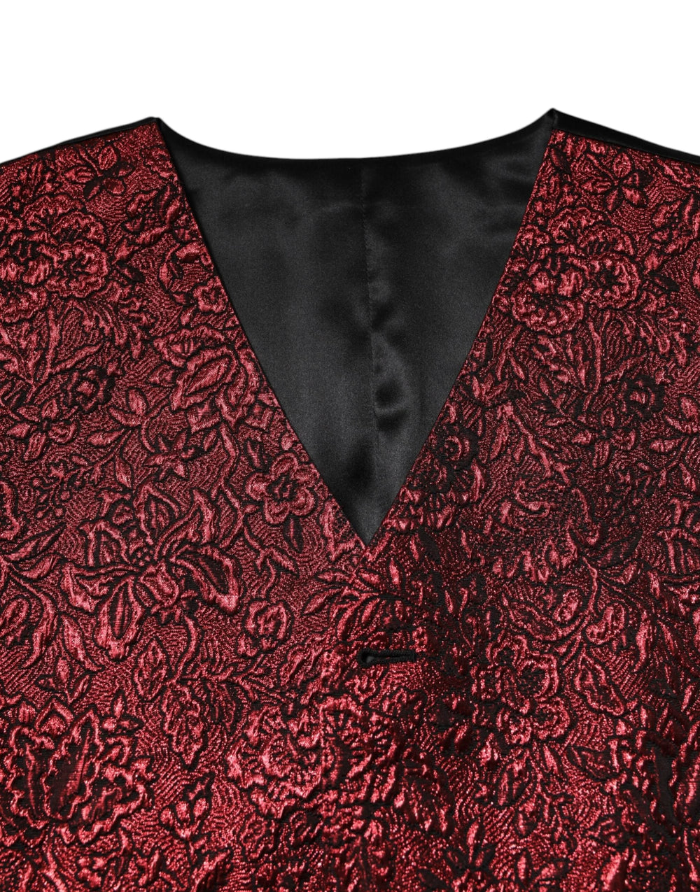 Dolce & Gabbana Red Floral Brocade Formal Men Waistcoat Vest - IT50 | L - Vests