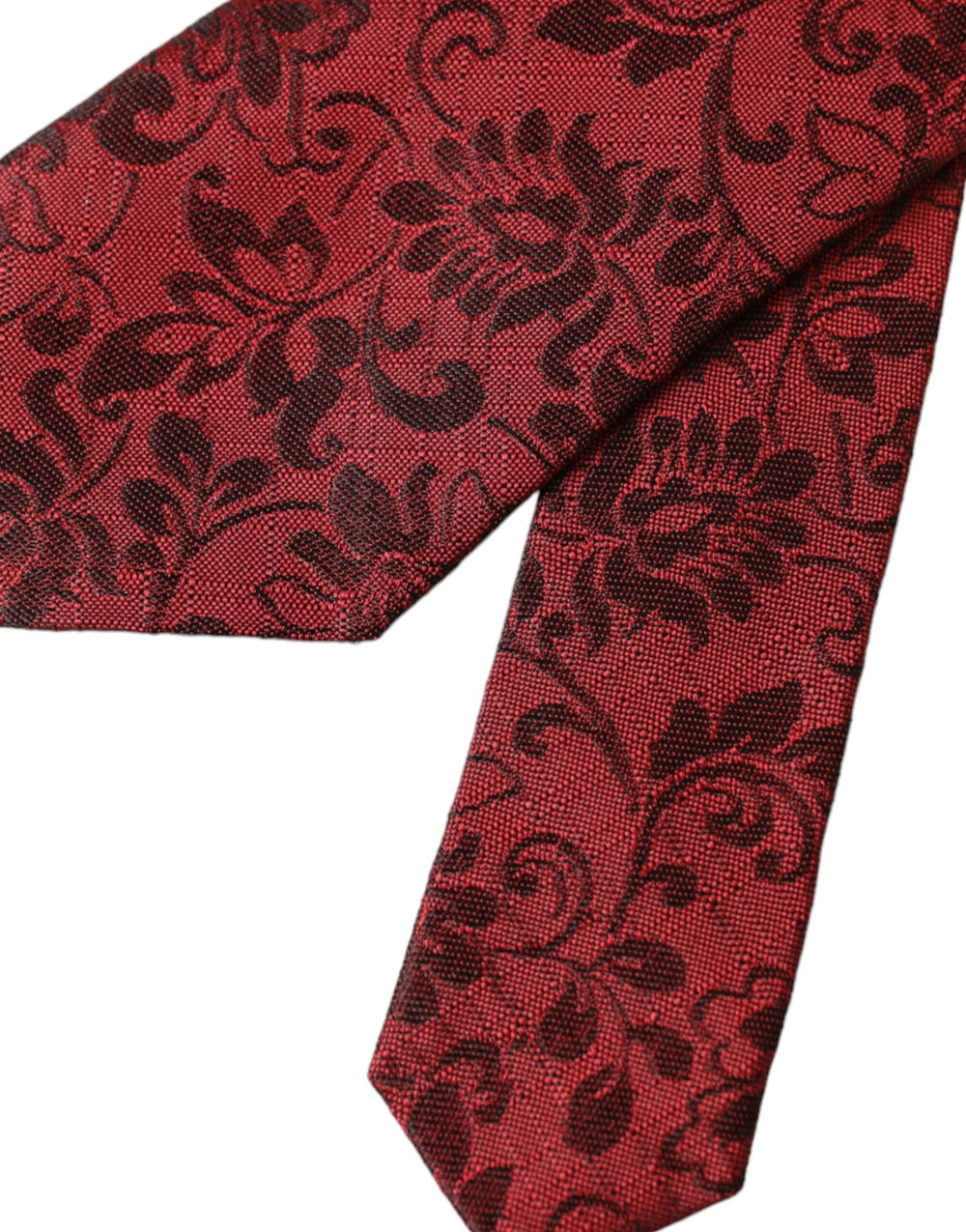 Dolce & Gabbana Red Floral Brocade Silk Adjustable Men Tie - Neckties
