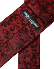 Dolce & Gabbana Red Floral Brocade Silk Adjustable Men Tie - Neckties