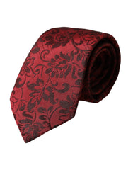 Dolce & Gabbana Red Floral Brocade Silk Adjustable Men Tie - Neckties