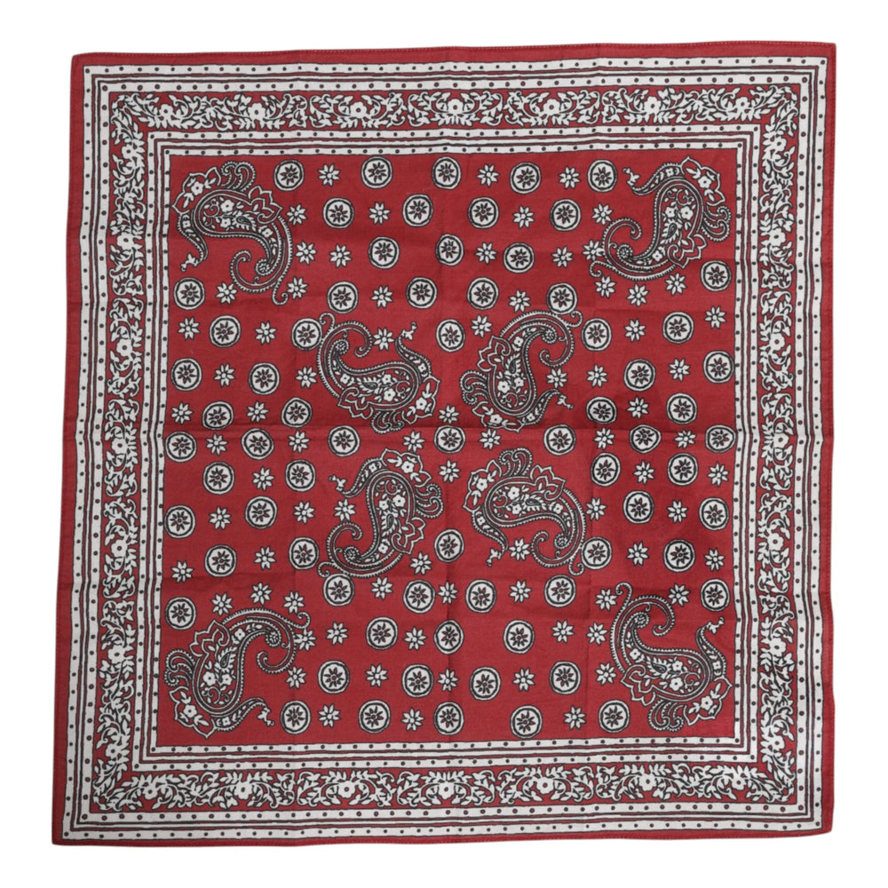 Dolce & Gabbana Red Floral Cotton Square Foulard Scarf - Scarves & Shawls