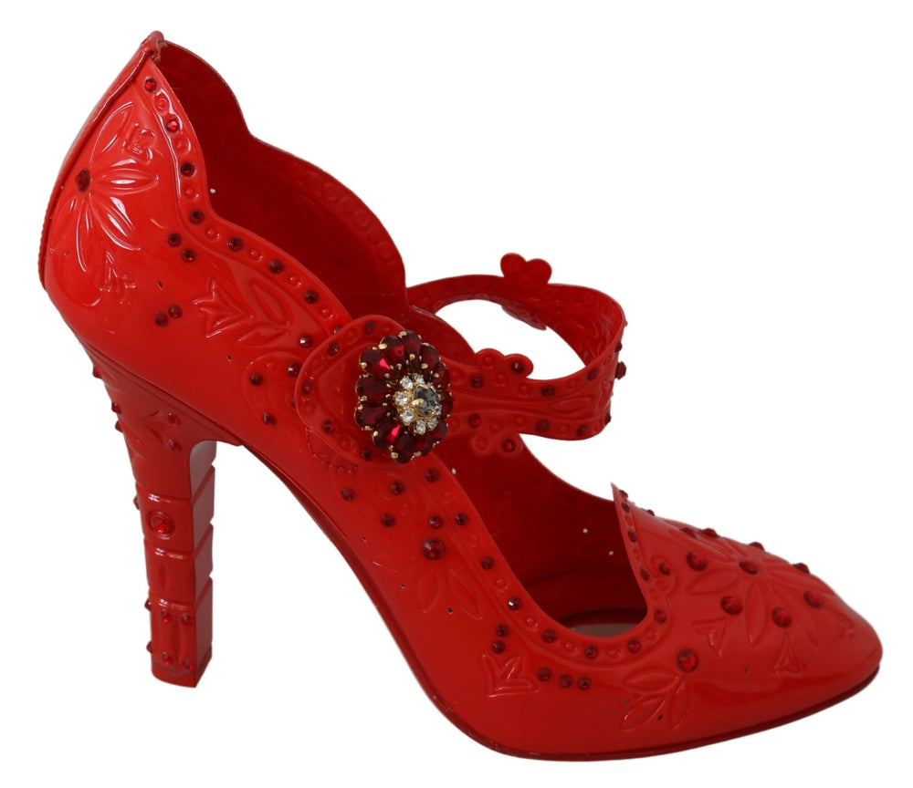 Dolce & Gabbana Red Floral Crystal CINDERELLA Heels Shoes - EU40/US9.5 - Heels
