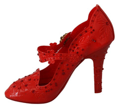 Dolce & Gabbana Red Floral Crystal CINDERELLA Heels Shoes - EU40/US9.5 - Heels