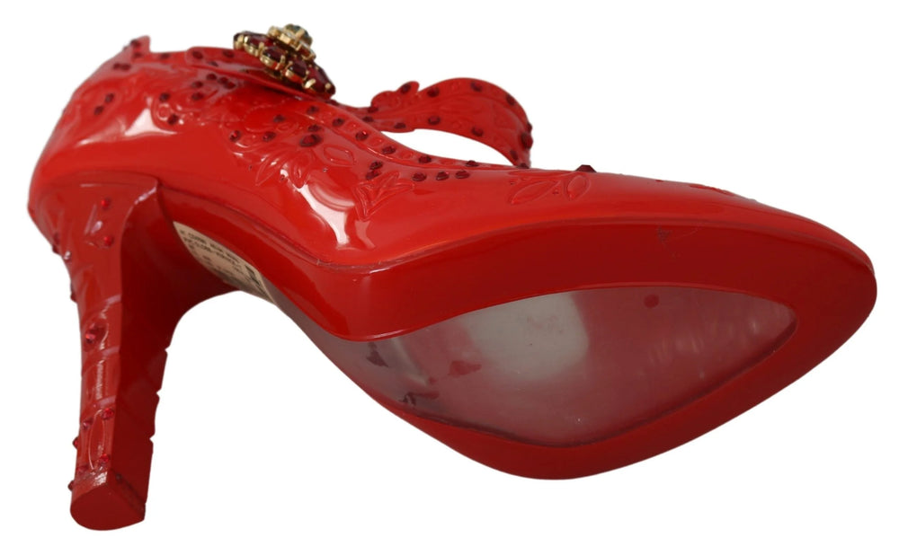 Dolce & Gabbana Red Floral Crystal CINDERELLA Heels Shoes - EU40/US9.5 - Heels