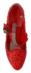 Dolce & Gabbana Red Floral Crystal CINDERELLA Heels Shoes - EU40/US9.5 - Heels