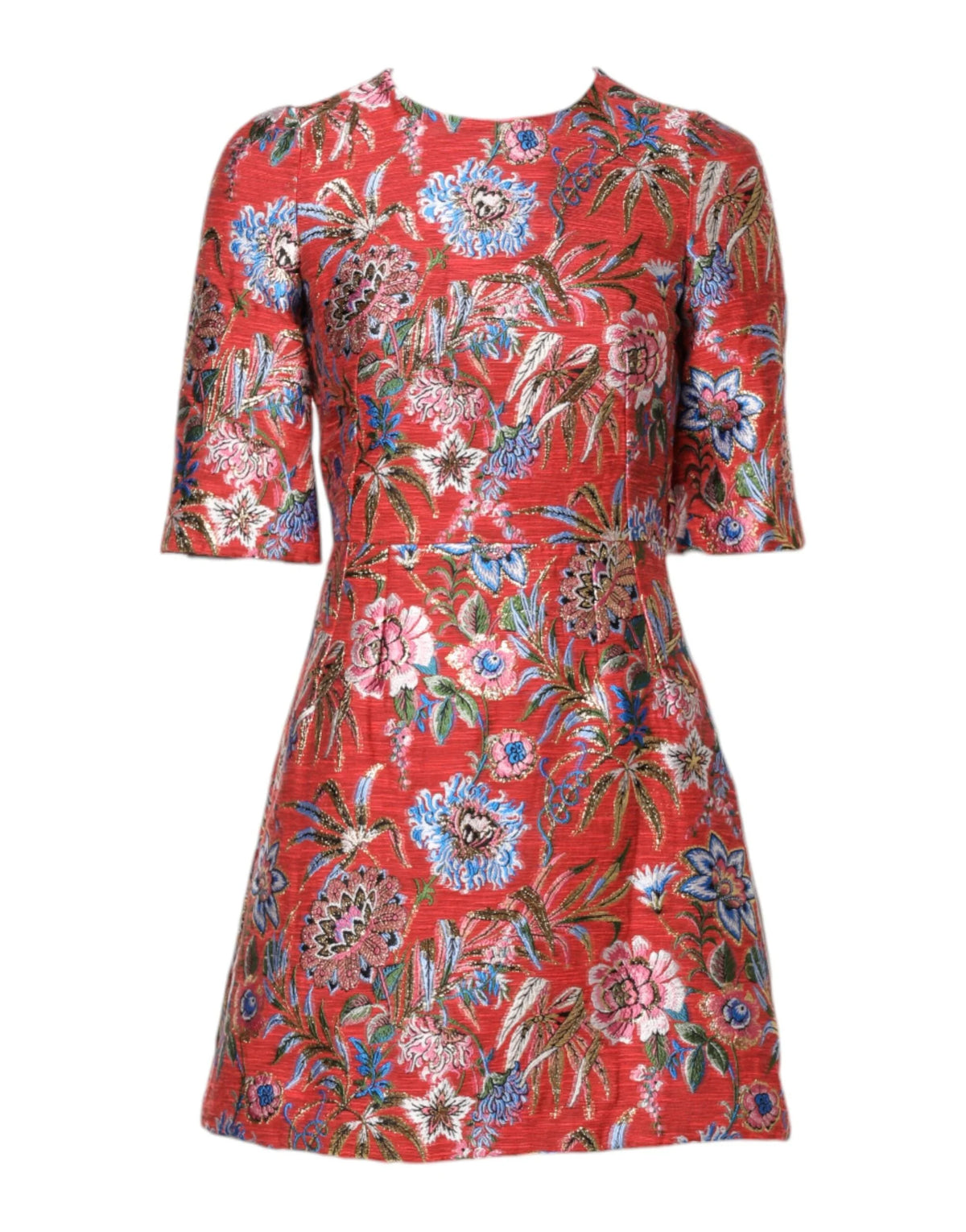 Dolce & Gabbana Red Floral Jacquard A-line Mini Dress - Dresses