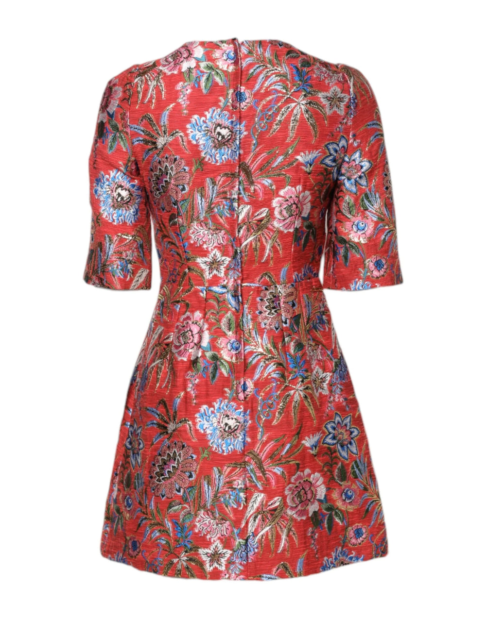 Dolce & Gabbana Red Floral Jacquard A-line Mini Dress - Dresses
