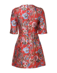 Dolce & Gabbana Red Floral Jacquard A-line Mini Dress - Dresses