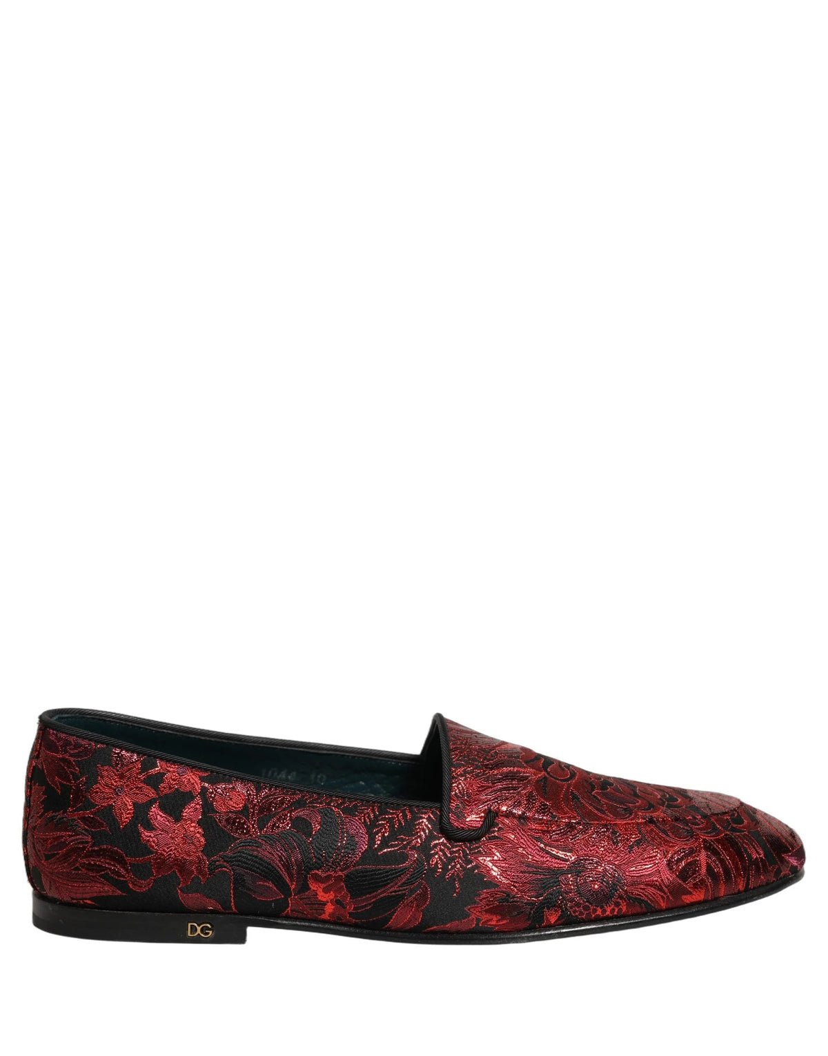 Dolce & Gabbana Red Floral Jacquard Slip On Loafers Shoes - EU44/US11