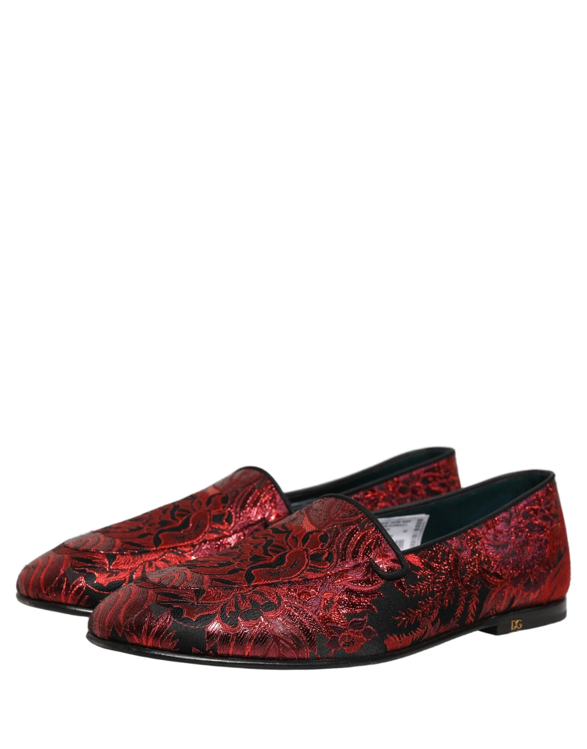 Sapatos de mocassim Dolce & Gabbana com padrão floral vermelho e jacquard - EU44/US11