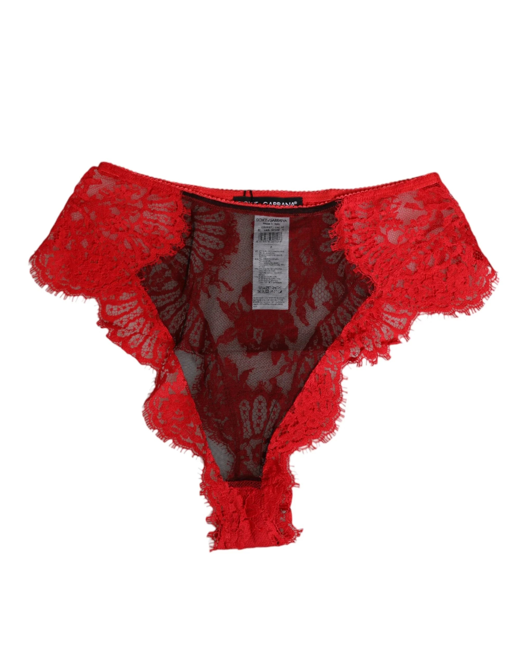 Dolce & Gabbana Red Floral Lace Sheer Briefs Women Underwear - IT2 | S - Briefs