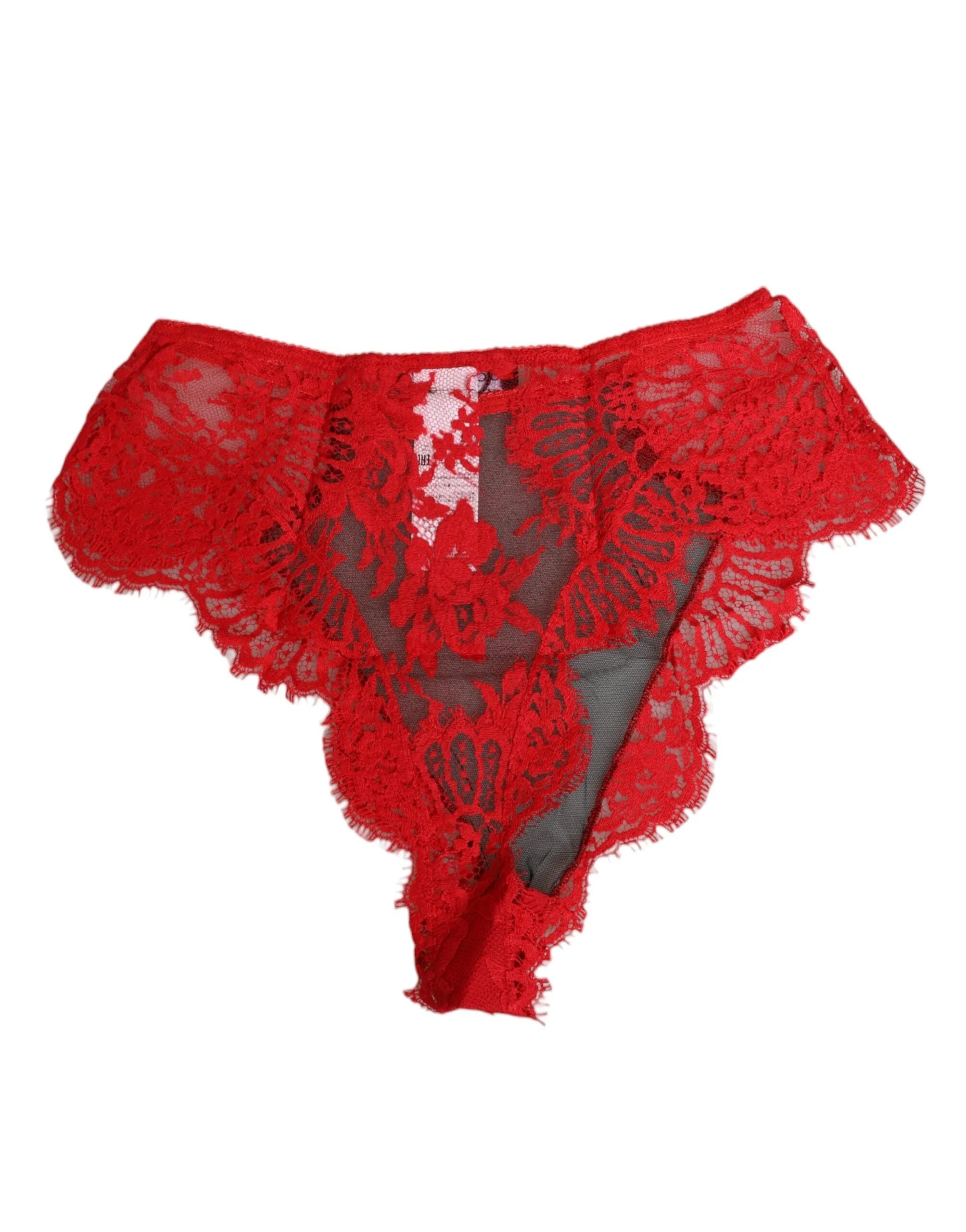Dolce & Gabbana Red Floral Lace Sheer Briefs Women Underwear - IT2 | S - Briefs