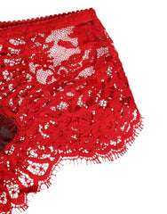 Dolce & Gabbana Red Floral Lace Sheer Briefs Women Underwear - IT2 | S - Briefs