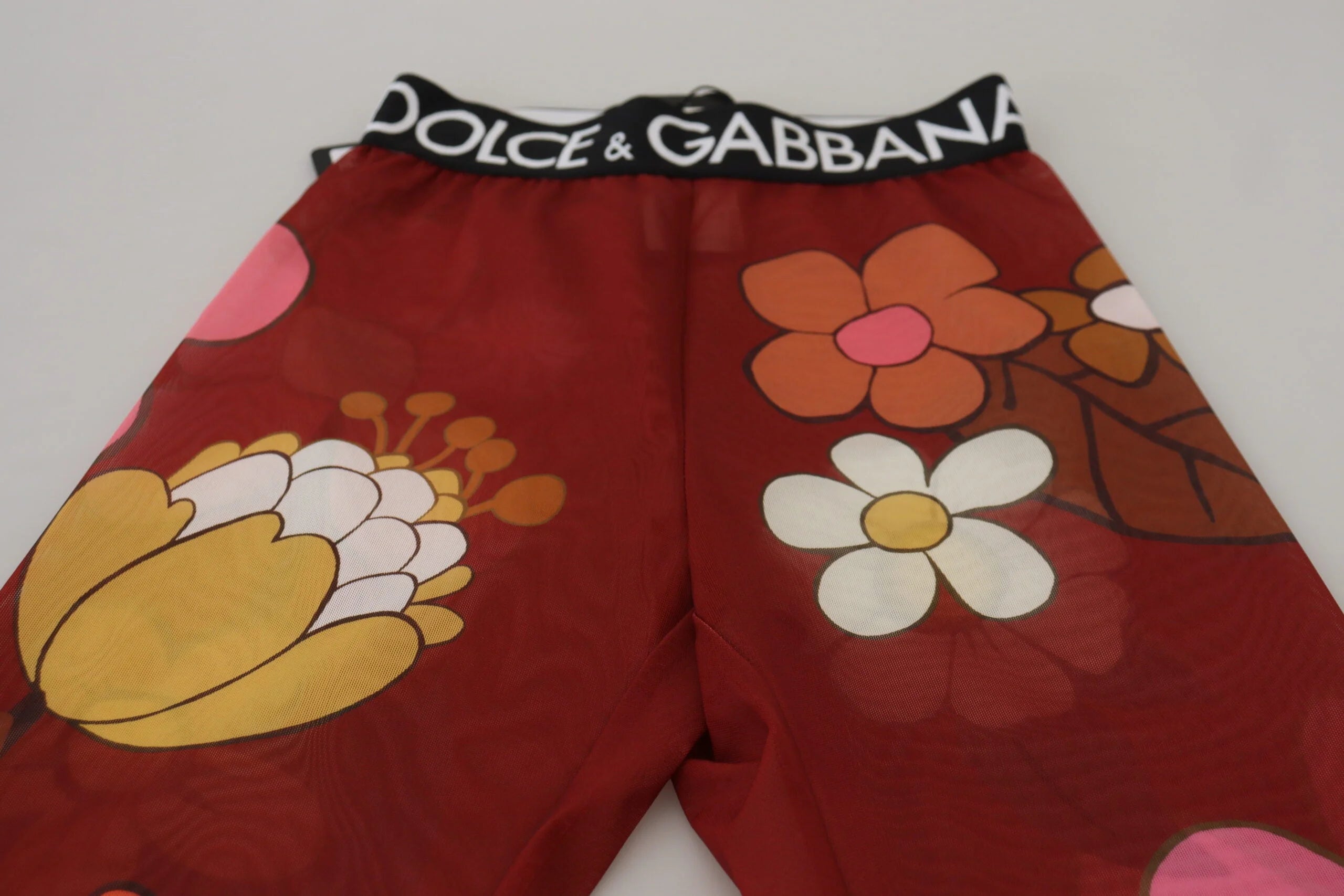 Dolce & Gabbana Red Floral Leggings Stretch Waist Pants - IT38 | XS - Leggings