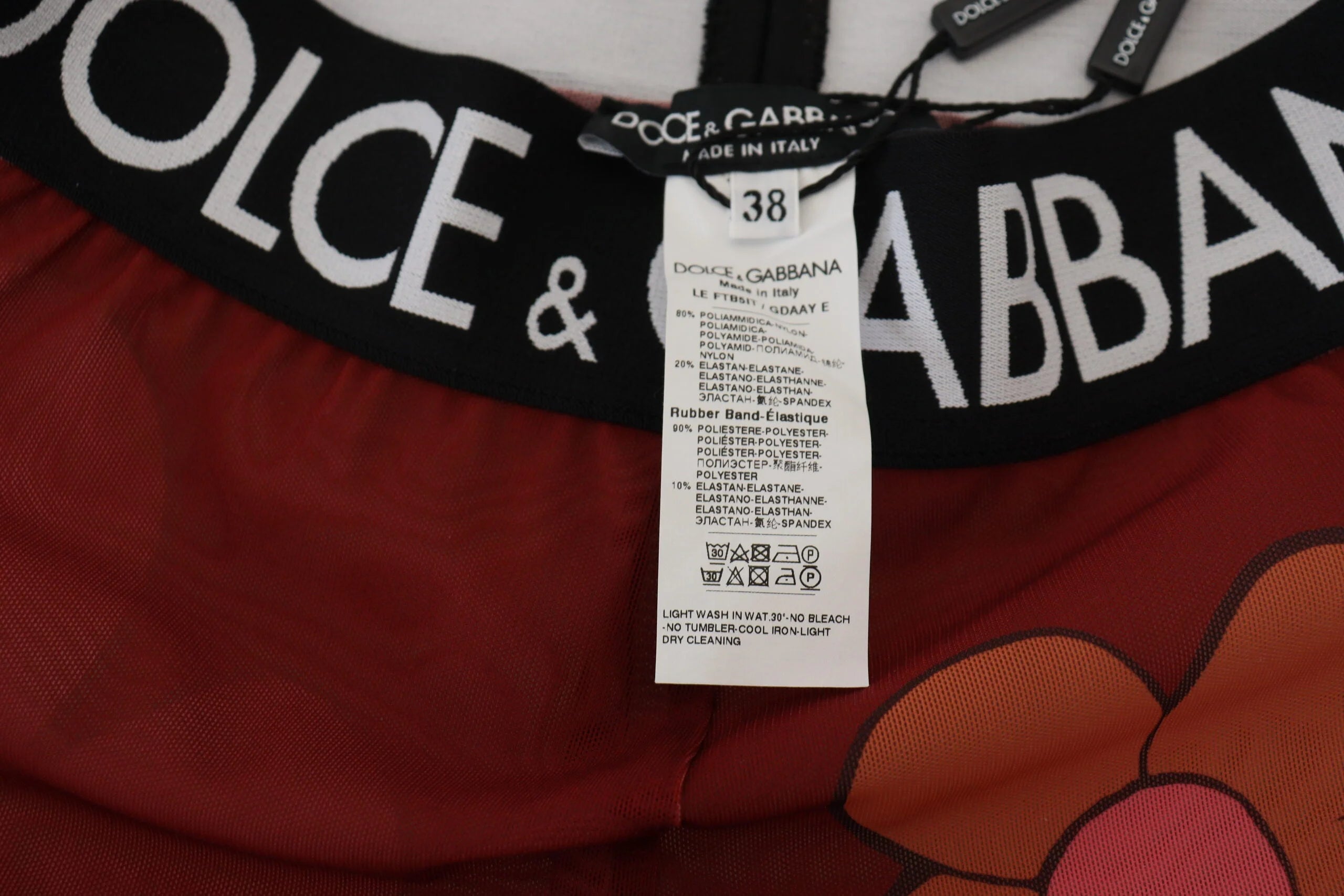 Dolce & Gabbana Red Floral Leggings Stretch Waist Pants - IT38 | XS - Leggings