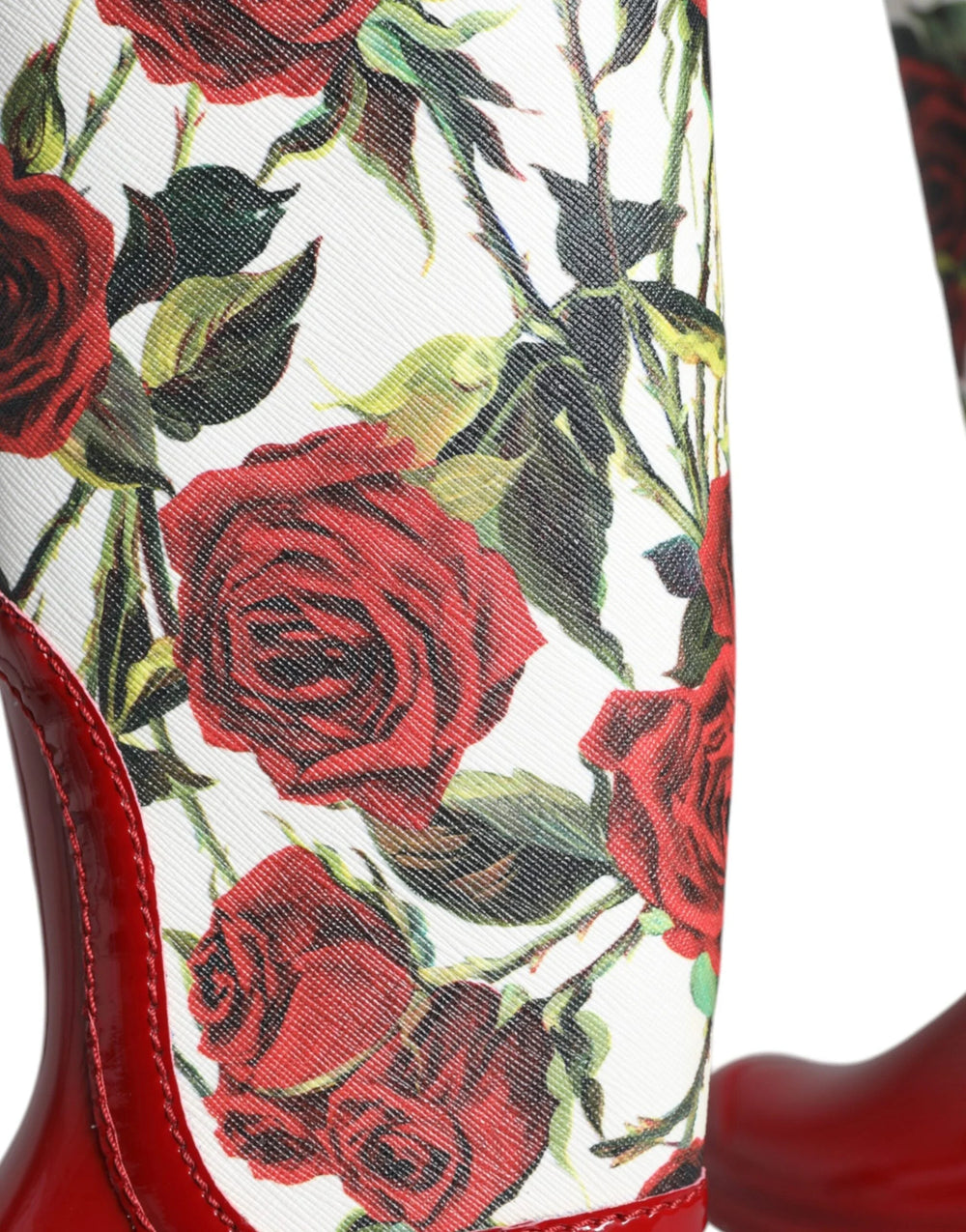 Dolce & Gabbana Red Floral Rubber Knee High Flat Boots Shoes - EU36/US5.5 - Boots