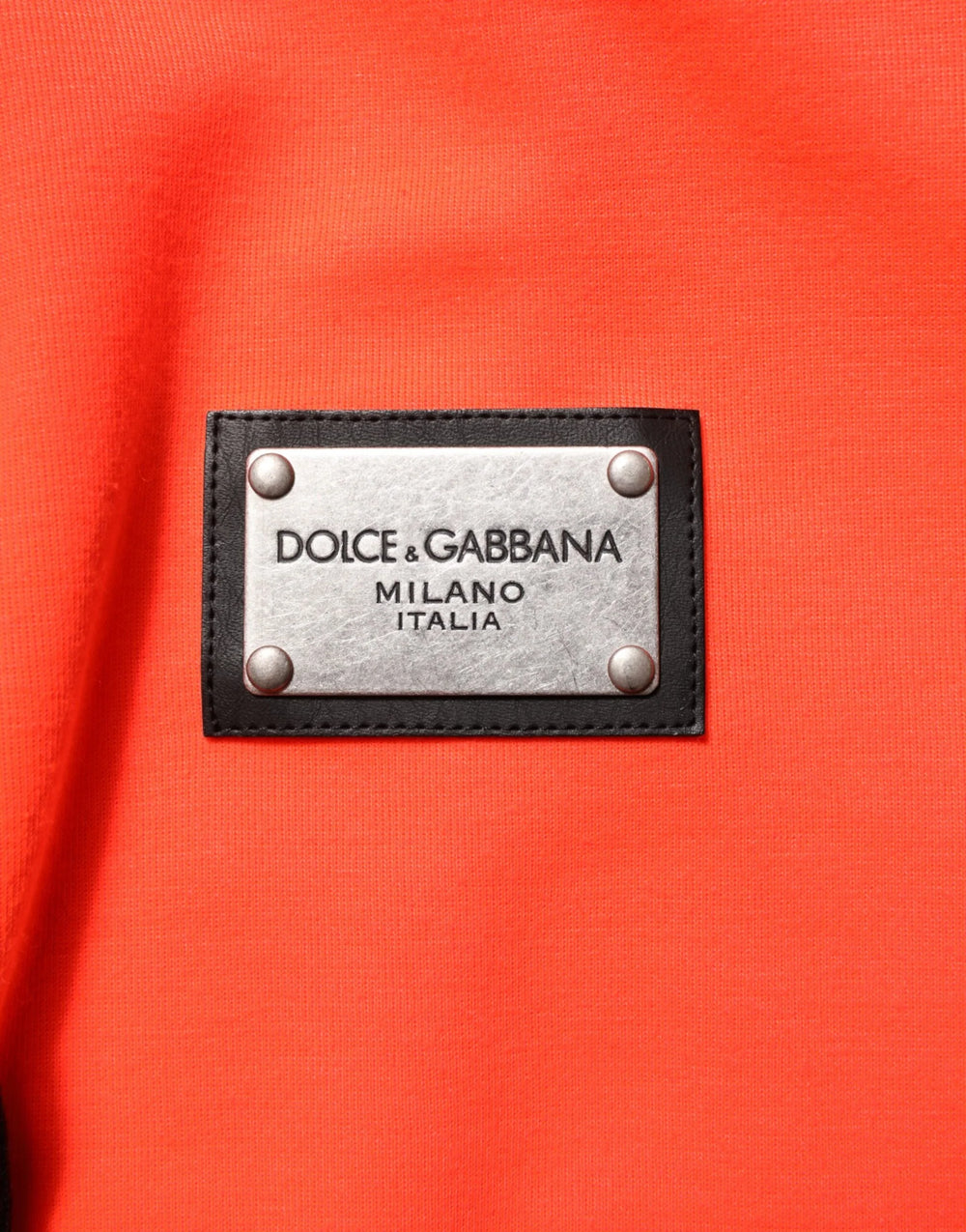 Dolce & Gabbana Red Fluorescent Polyester Logo Patch Hoodie Sweater - Hoodies