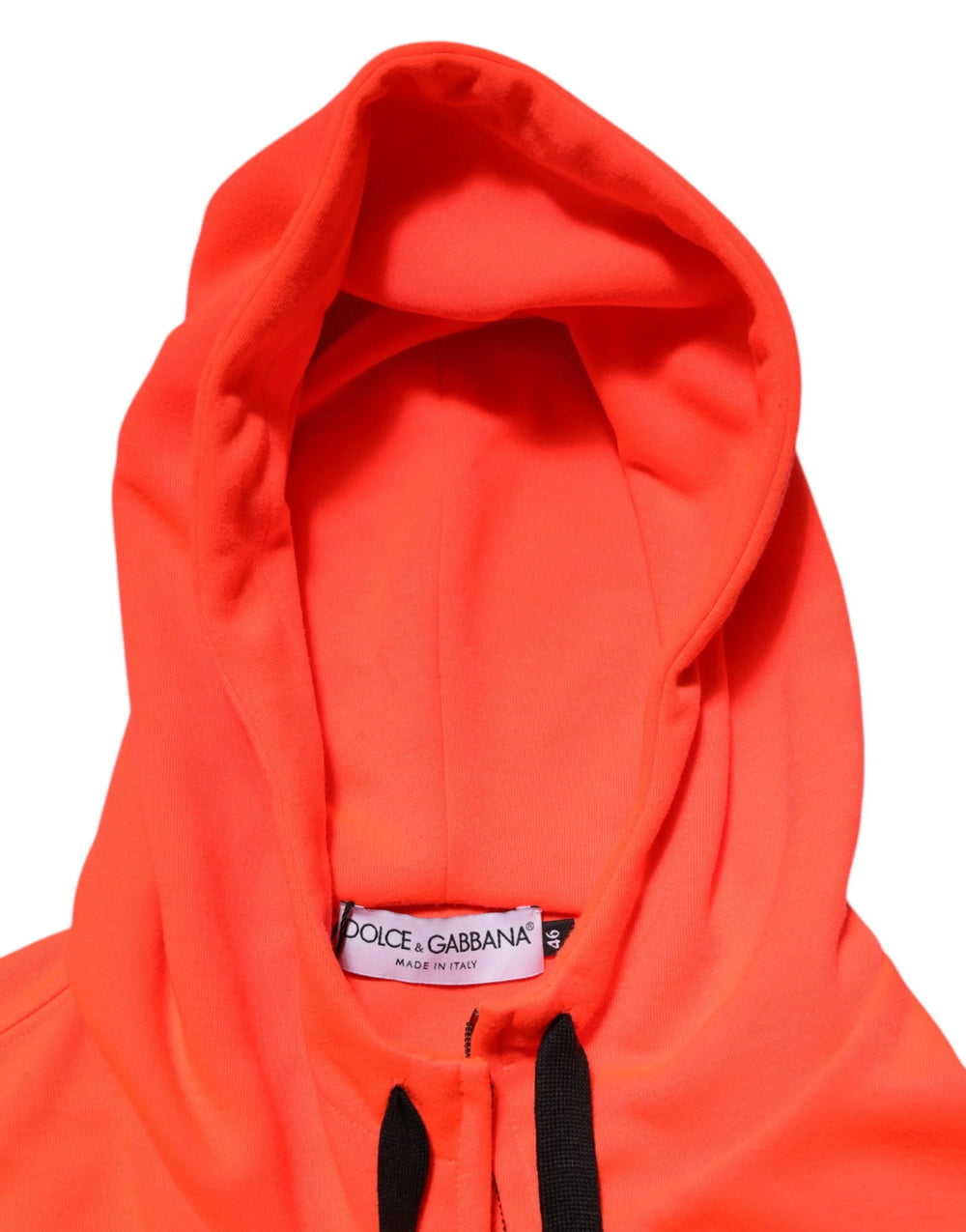Dolce & Gabbana Red Fluorescent Polyester Logo Patch Hoodie Sweater - Hoodies