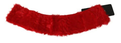 Dolce & Gabbana Red Fur Neck Collar Wrap Lambskin Scarf - Scarves & Shawls