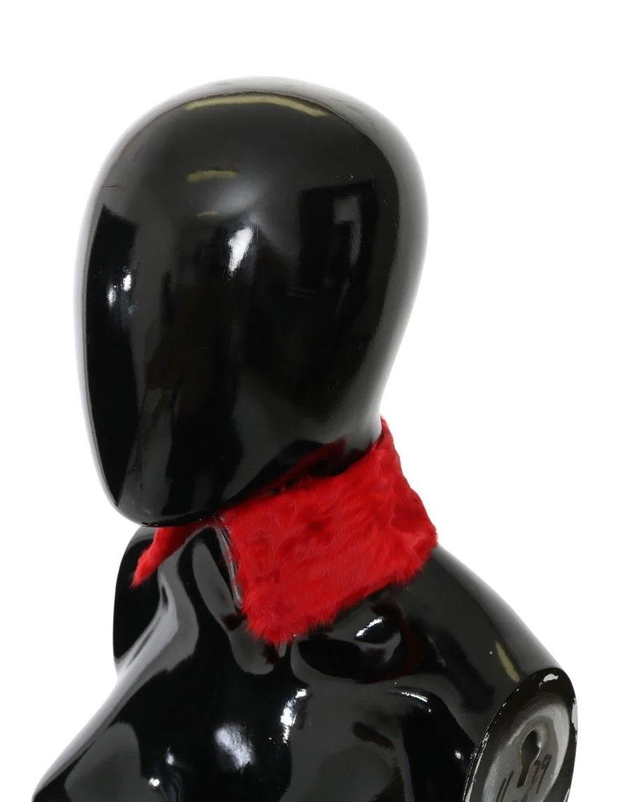 Dolce & Gabbana Red Fur Neck Collar Wrap Lambskin Scarf - Scarves & Shawls