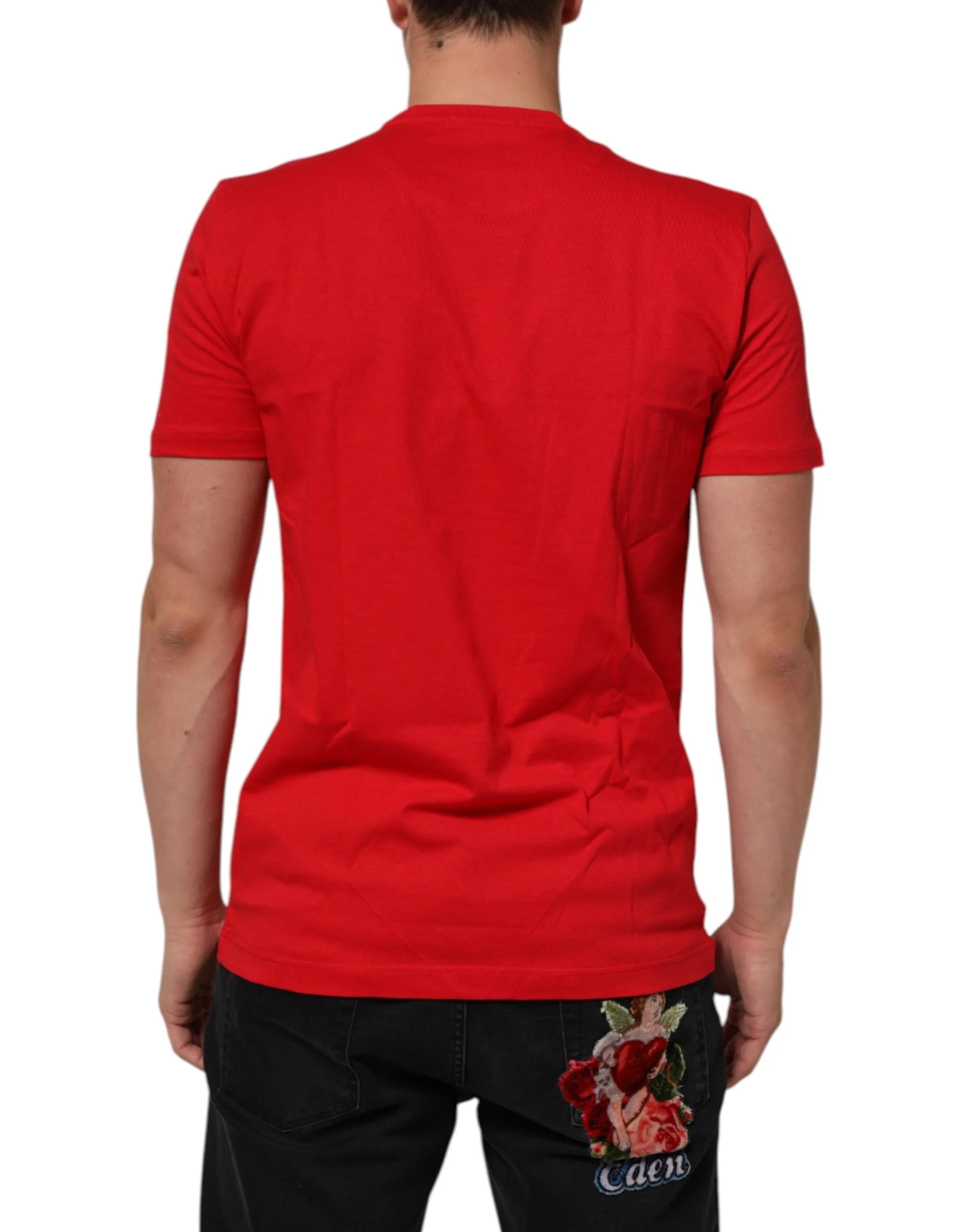 Dolce & Gabbana Red Goodluck 2023 Cotton Crew Neck T-shirt - T-Shirts