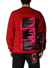 Dolce & Gabbana Red Graphic Crew Neck Men Sweatshirt Sweater - IT46 | S