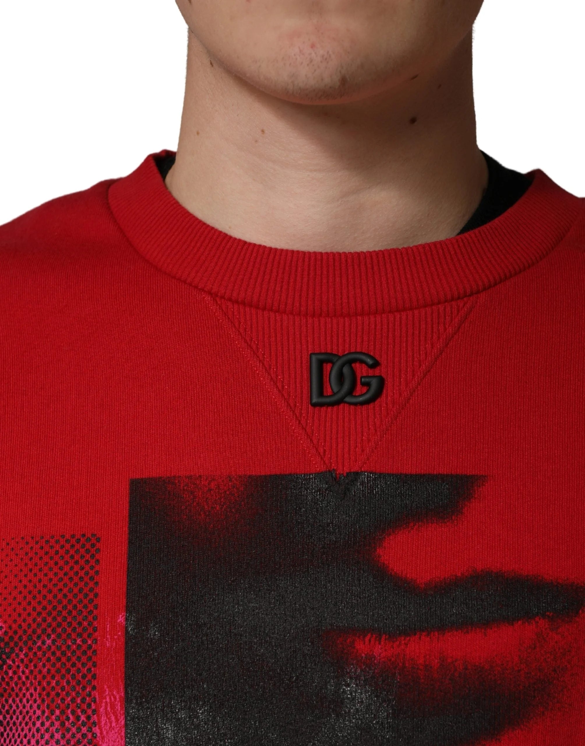 Dolce & Gabbana Red Graphic Crew Neck Men Sweatshirt Sweater - IT46 | S