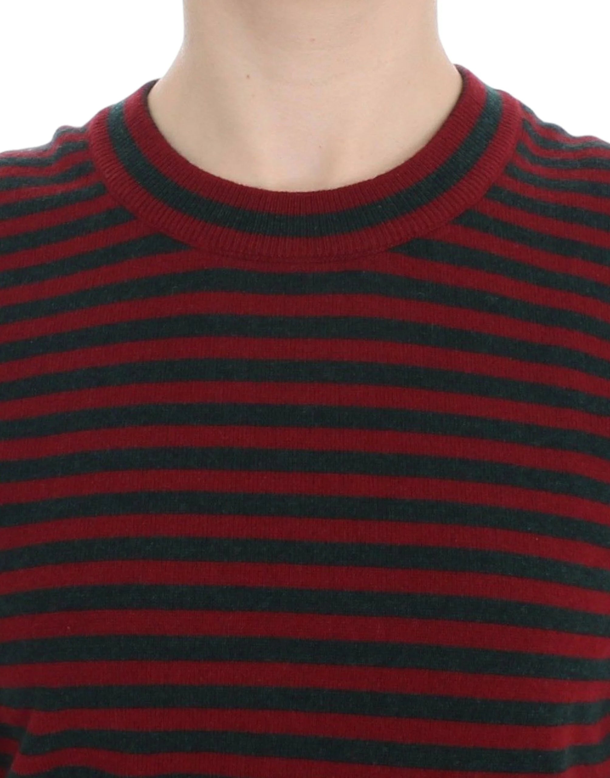 Dolce & Gabbana Red Gray Cashmere Short Sleeve Sweater - IT36 | S - Sweaters
