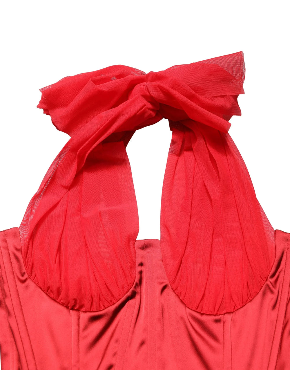 Dolce & Gabbana Red Halter Corset Sleeveless Sheath Dress