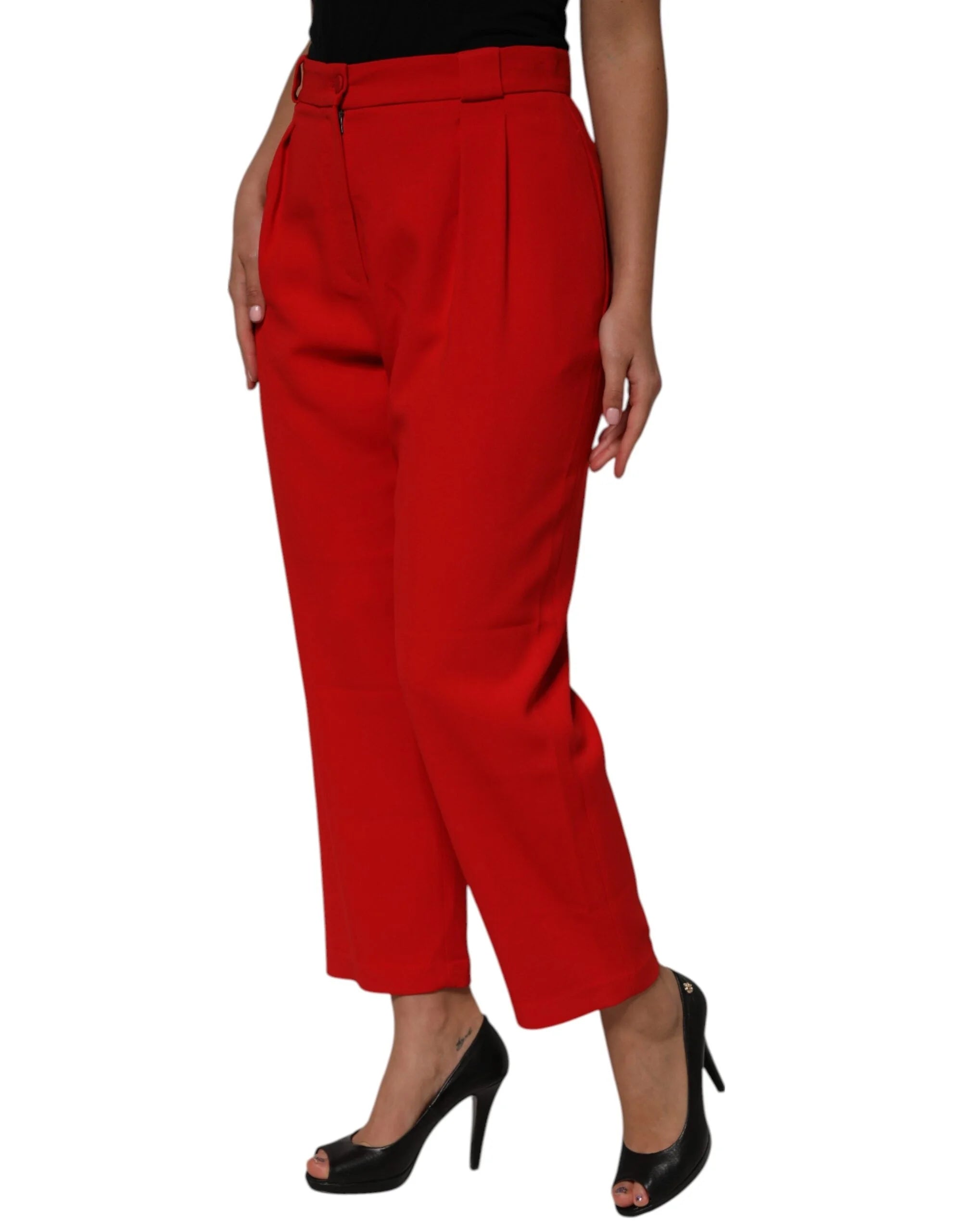 Dolce & Gabbana Red HighWaist Straight Women Trouser Pants - IT48|XXL - Trousers