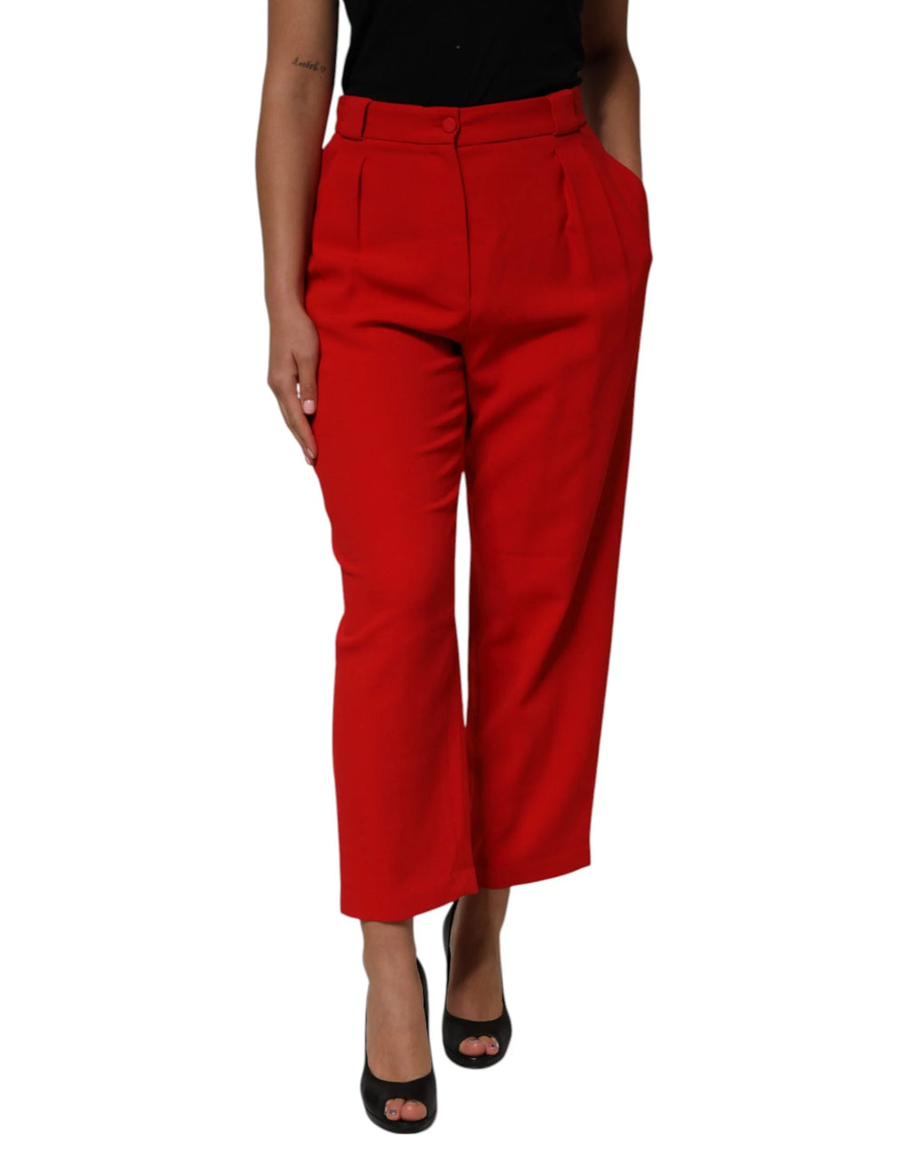 Dolce & Gabbana Red HighWaist Straight Women Trouser Pants - IT48|XXL - Trousers