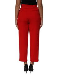 Dolce & Gabbana Red HighWaist Straight Women Trouser Pants - IT48|XXL - Trousers