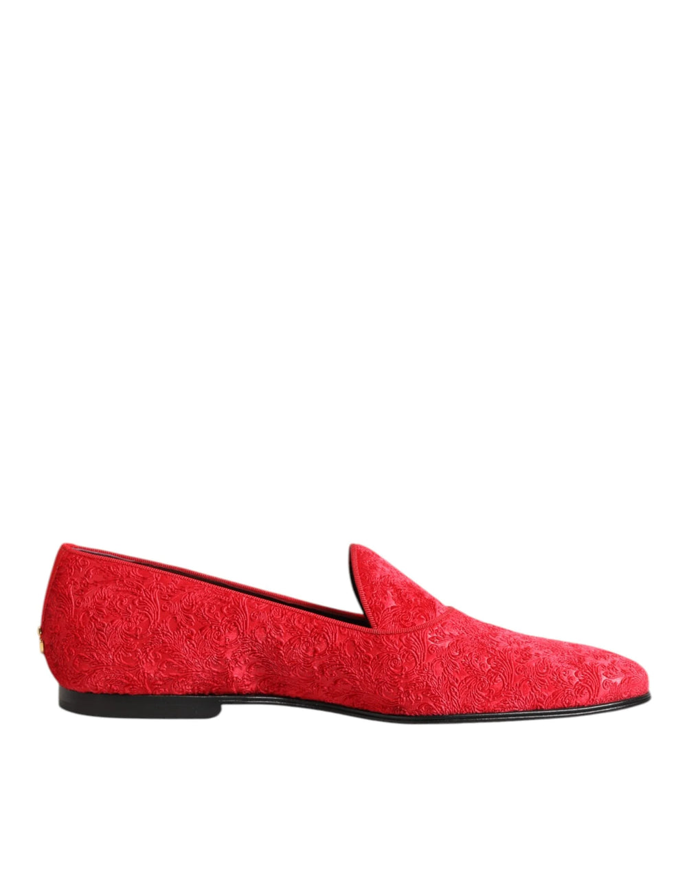 Dolce & Gabbana Red Jacquard Loafers Formal Men Dress Shoes - EU44/US11 - Flats